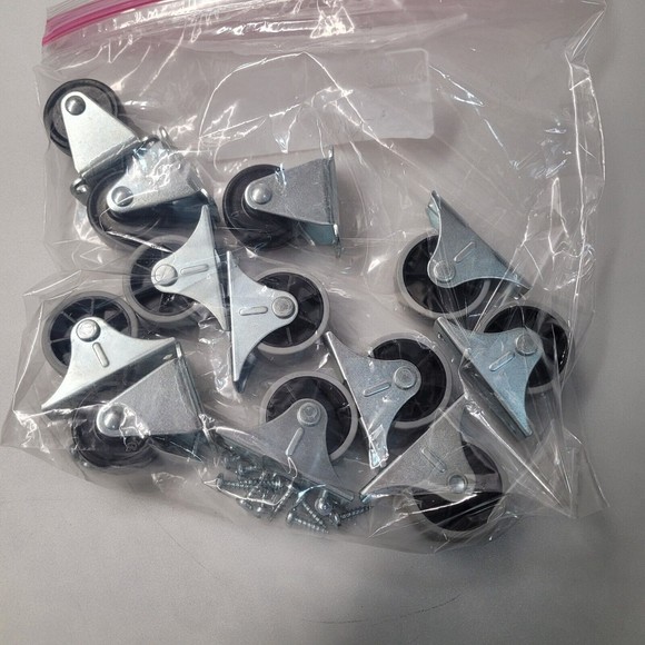 5/8" Small Caster Wheels Rigid Casters Non Rotating Metal Top Plate Furniture - Picture 7 of 9